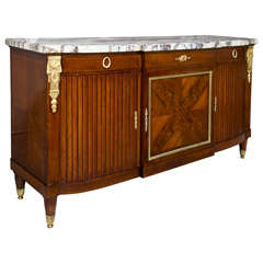 French Louis XVI Style Marble Top Mahogany Sideboard