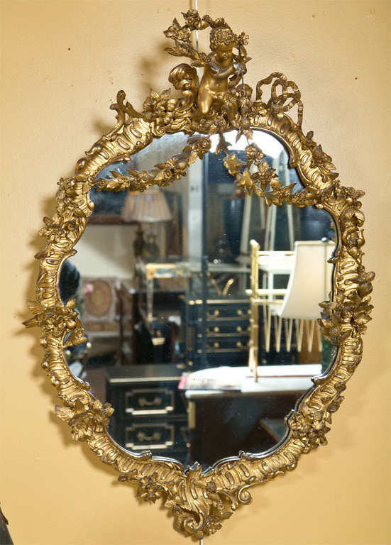 French Art Nouveau Style Giltwood Mirror 4