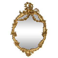 Antique French Art Nouveau Style Giltwood Mirror