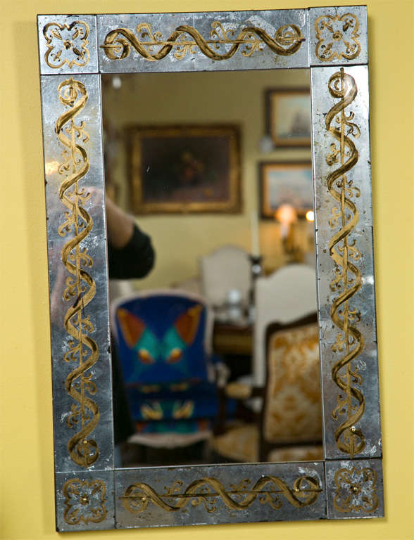 Mid-20th Century Pair of Vintage Eglomise Mirrors by Jansen