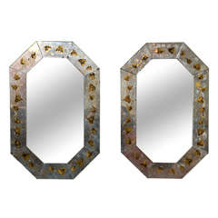 Pair of French Eglomise Glass Mirrors attrib Jansen