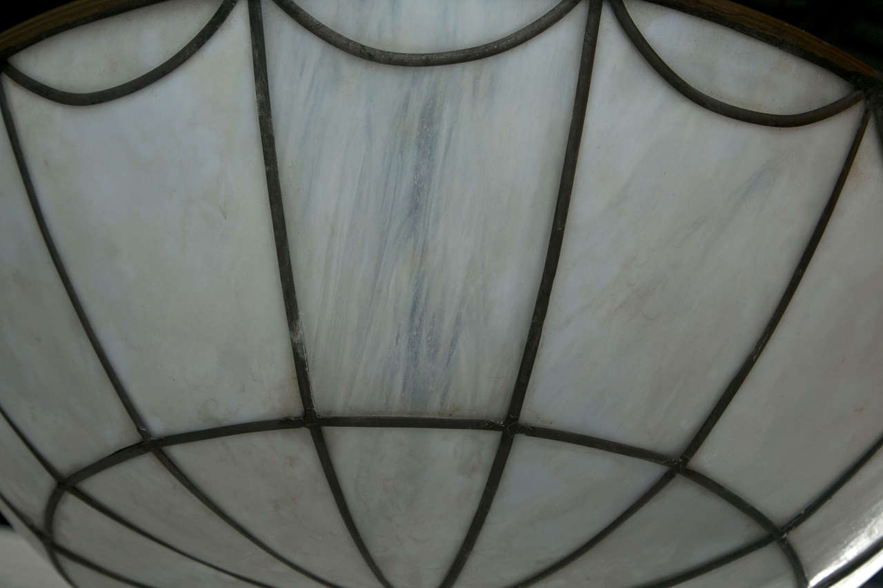 Stunning Leaded Glass Light Fixture For Sale 2