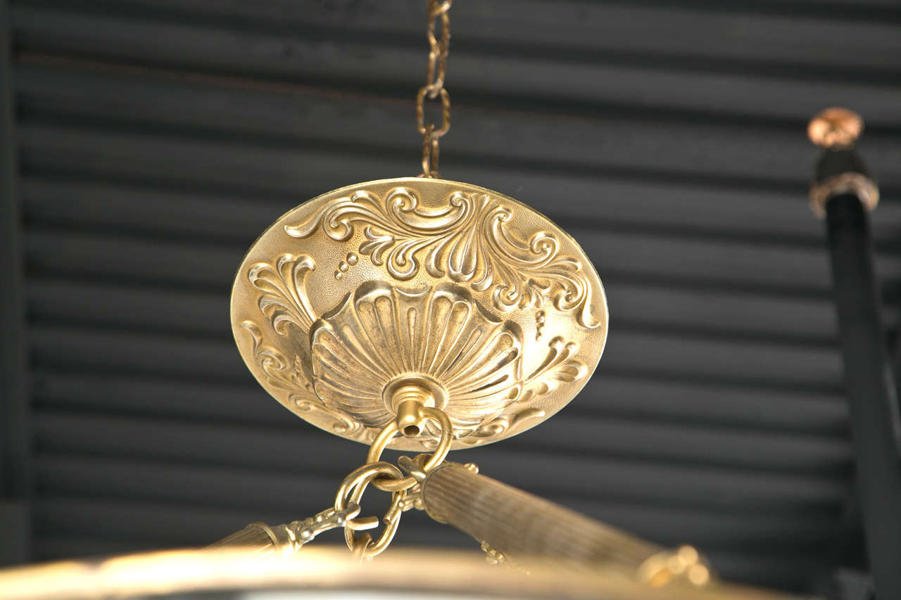 Stunning Leaded Glass Light Fixture For Sale 4