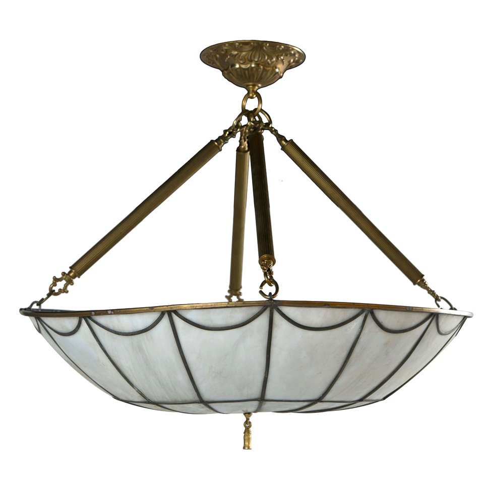 Stunning Leaded Glass Light Fixture For Sale