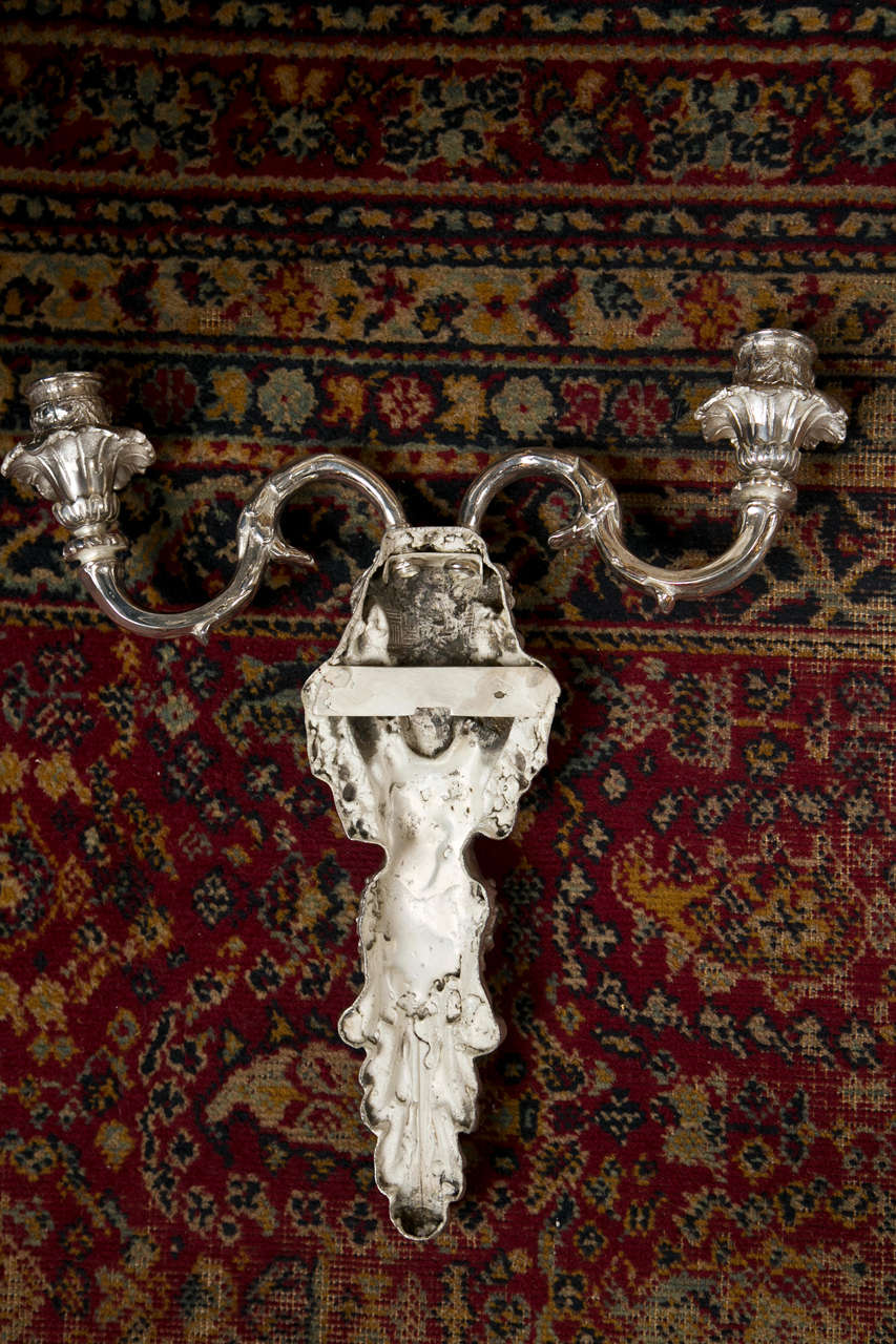 Pair Silverplate Caldwell Sconces For Sale 1