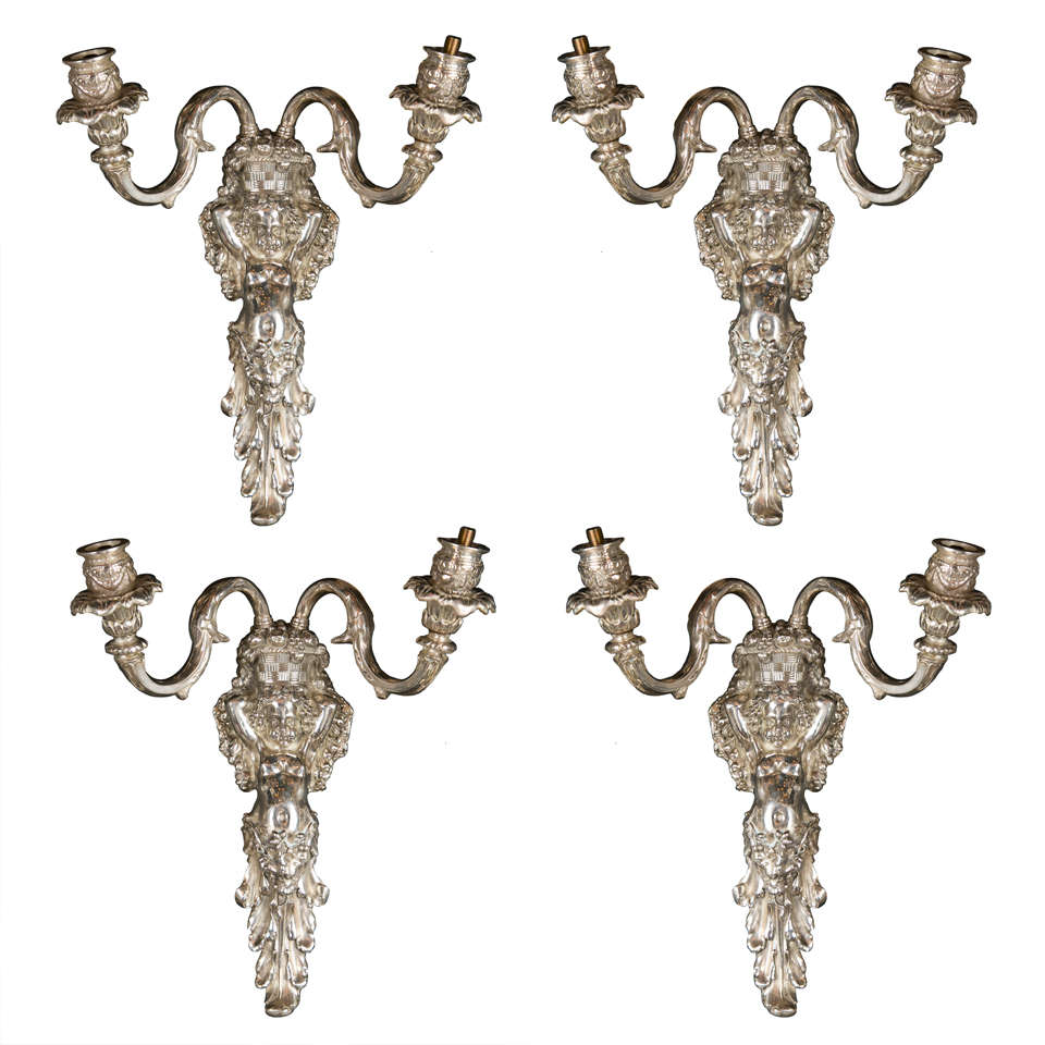 Pair Silverplate Caldwell Sconces For Sale