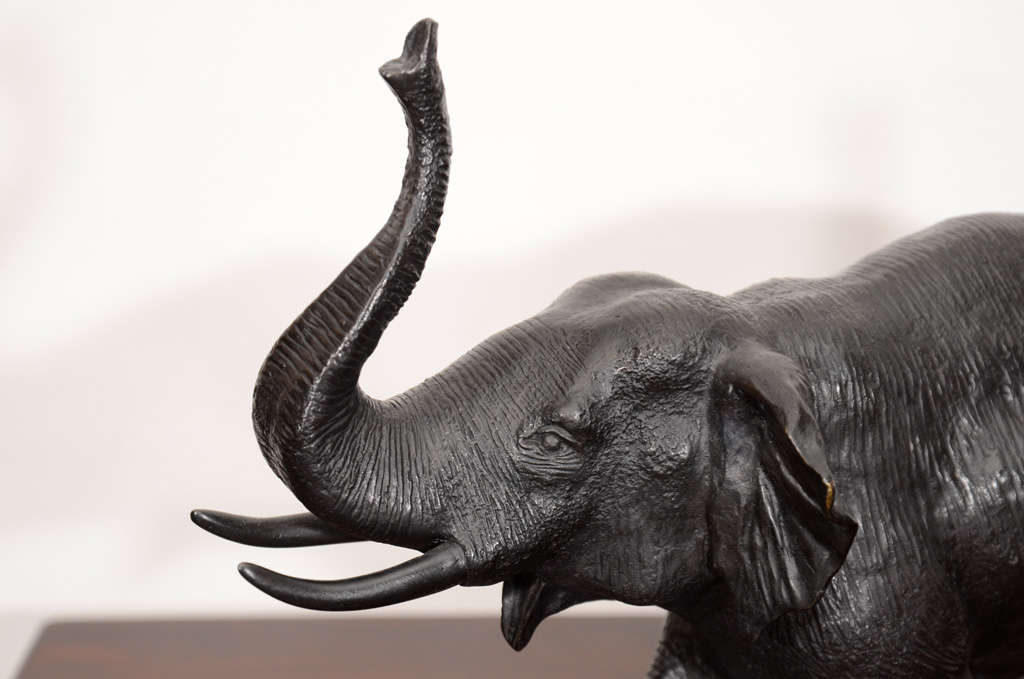 Thai Bronze Elephant Sculpture For Sale