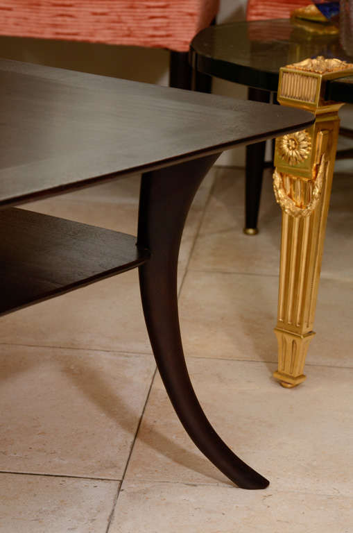 Ebonized Wood Two Tier Coffee Table With Saber Legs By Robsjohn-gibbings 1