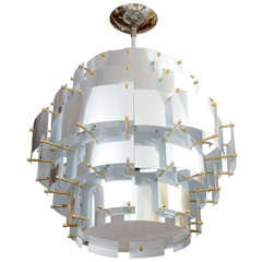 Round Stainless Steel And Lucite Ceiling Fixture By Sonneman