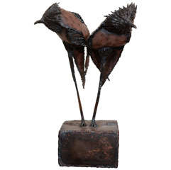 Brutalist Twin Bird Sculpture