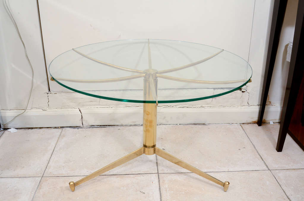 Circular Brass Tripod Base Table
