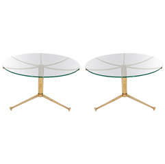 Circular Brass Tripod Base Table Circular Brass Tripod Base Table