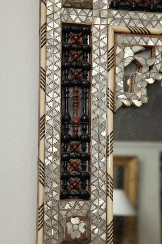 Ivory and Mother of Pearl Inlaid Mirror  In Good Condition In New York, NY
