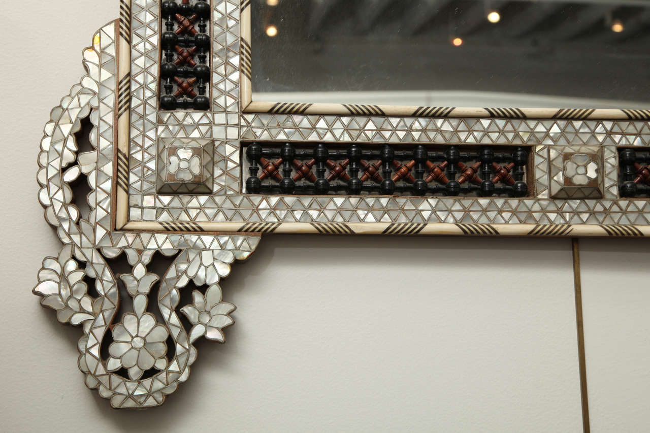Ivory and Mother of Pearl Inlaid Mirror  1
