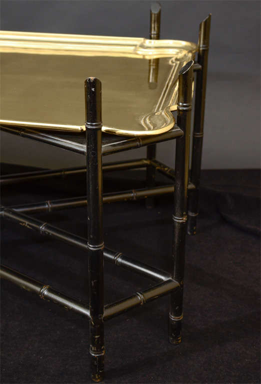 Mid-20th Century Mid 20th Century Brass and Faux Bamboo Tray Table For Sale