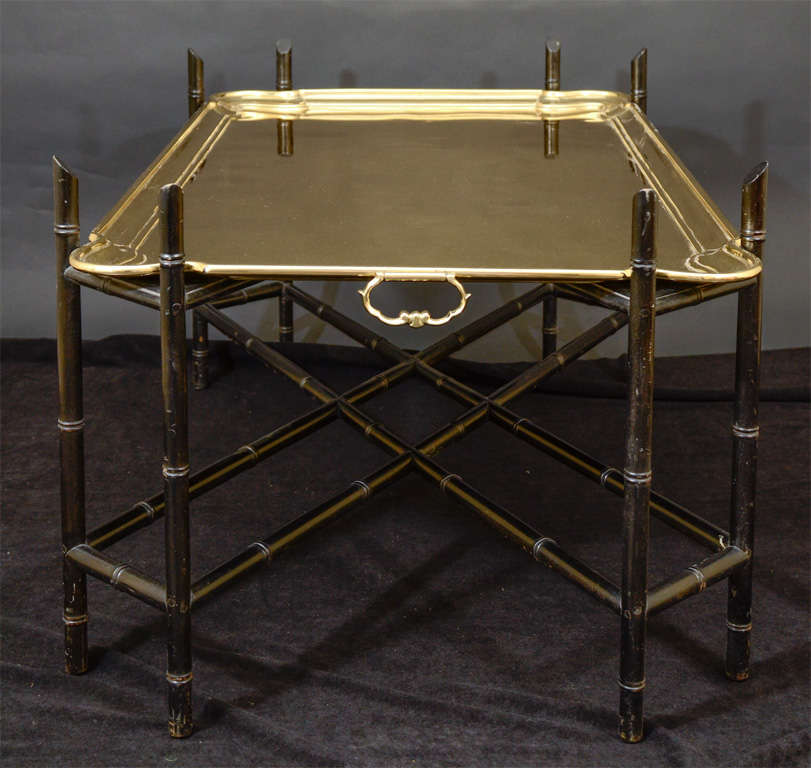 Mid 20th Century Brass and Faux Bamboo Tray Table For Sale 2