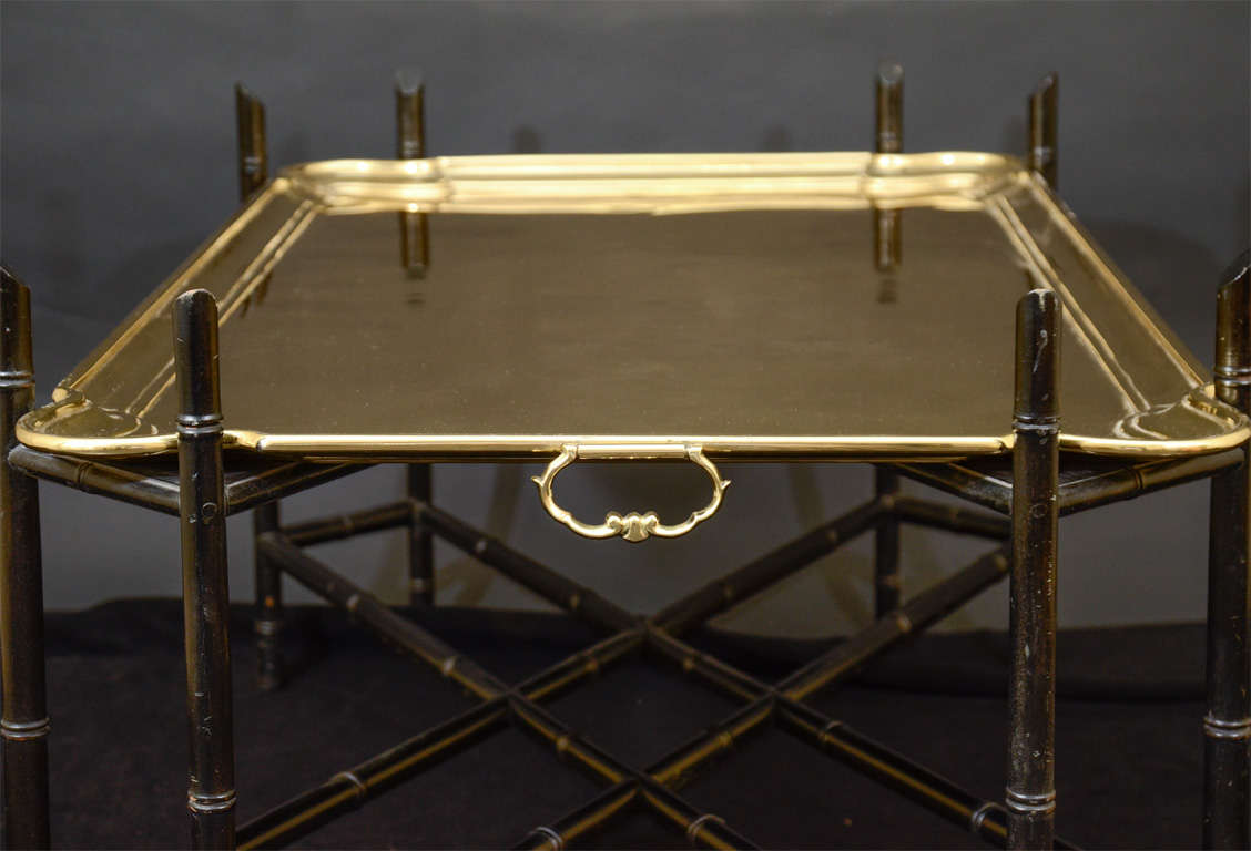 Mid 20th Century Brass and Faux Bamboo Tray Table For Sale 3