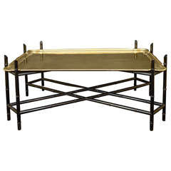 Mid 20th Century Brass and Faux Bamboo Tray Table