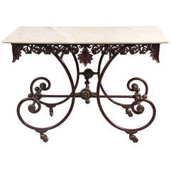 Antique Marble Top Iron Based Table