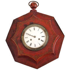 Late 18th, early 19th century scarlet French tole wall clock