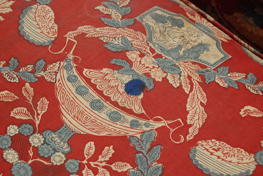 Victorian style chintz upholstered chair & ottoman .  Estate of Dominick Dunne In Good Condition For Sale In Hudson, NY
