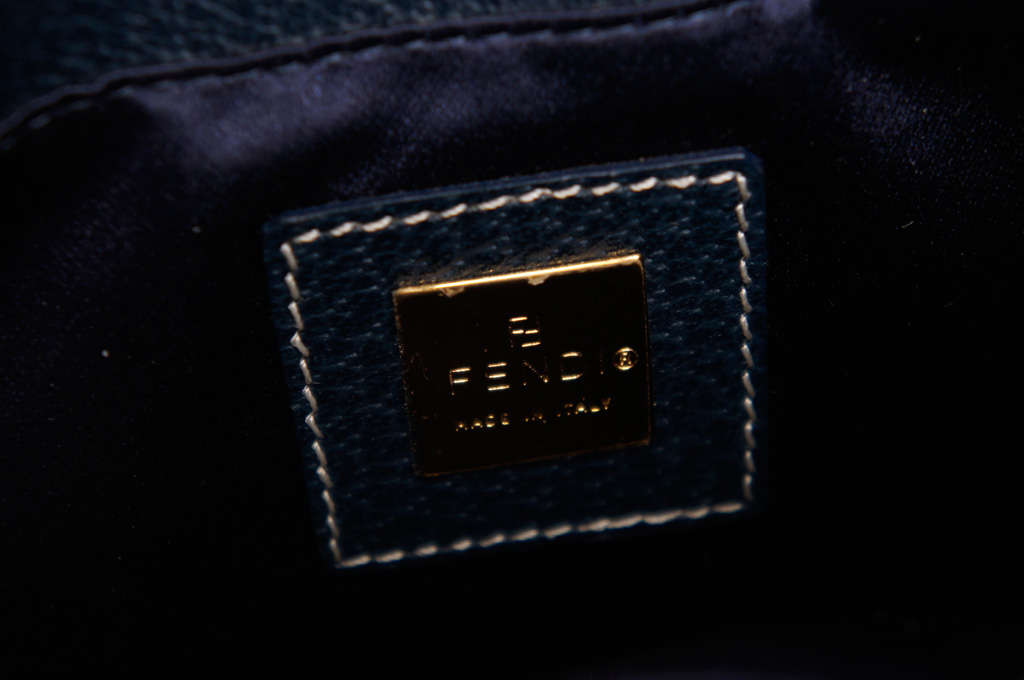 Fendi Navy Blue Leather Pochette Handbag 1