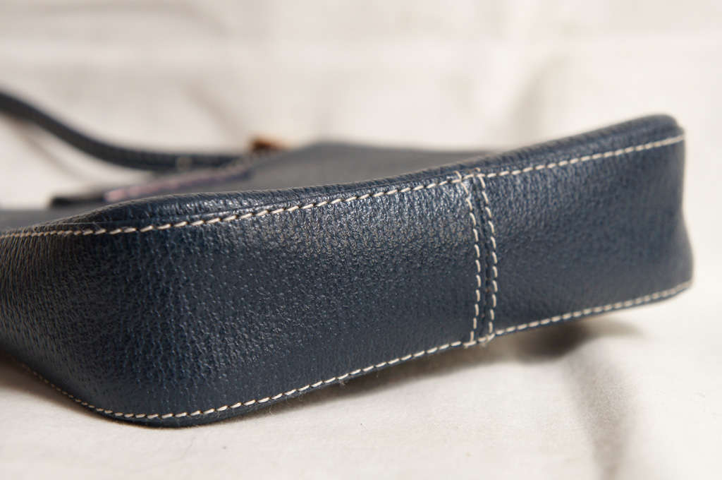 Fendi Navy Blue Leather Pochette Handbag 3