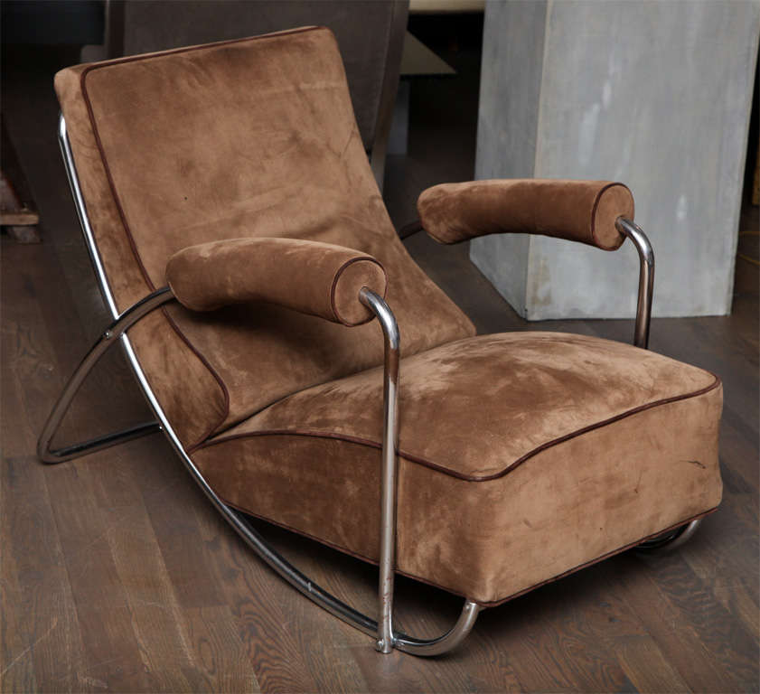 Suede Pair of lounge chairs by Coquery