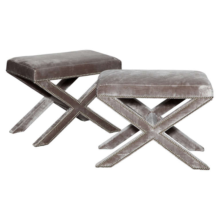 Pair of X Base Benches at 1stdibs