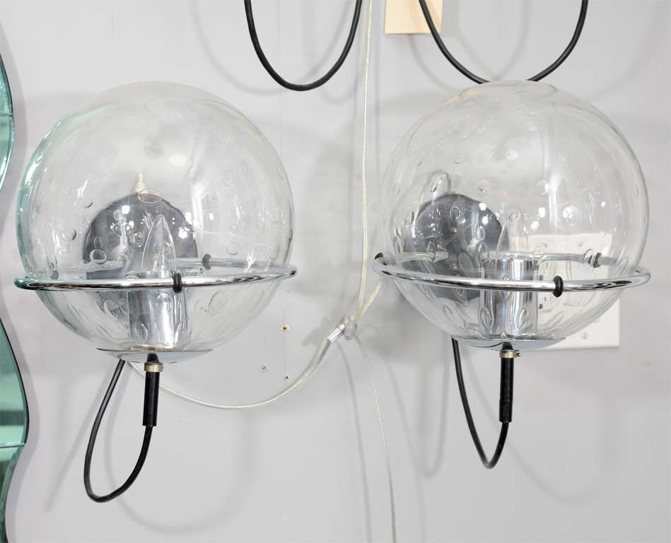 Pair of 1970's RAAK Clear Globe Sconces