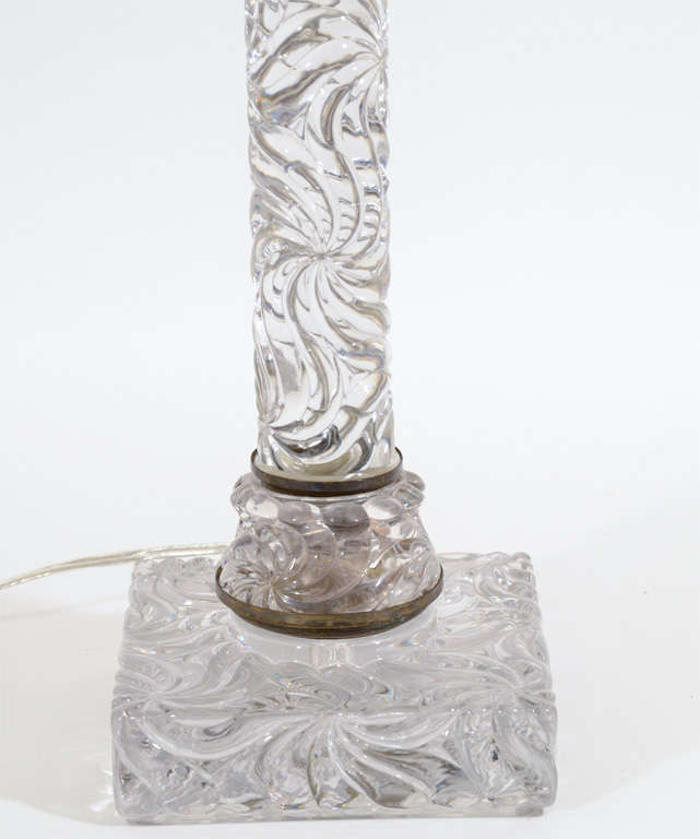 French Baccarat Crystal Column Lamp, France, c. 1890