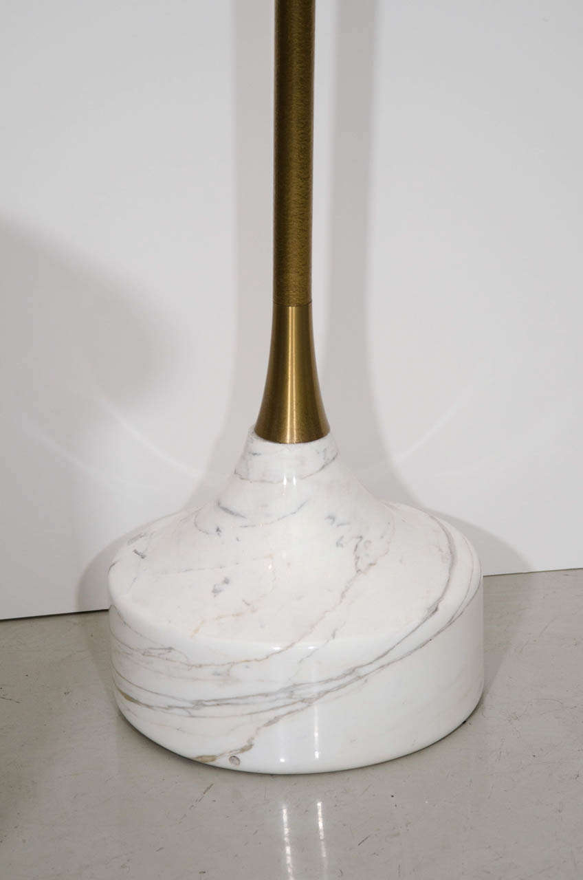 Italian Luciano Frigerio Marble Base Golden Arc Floor Lamp