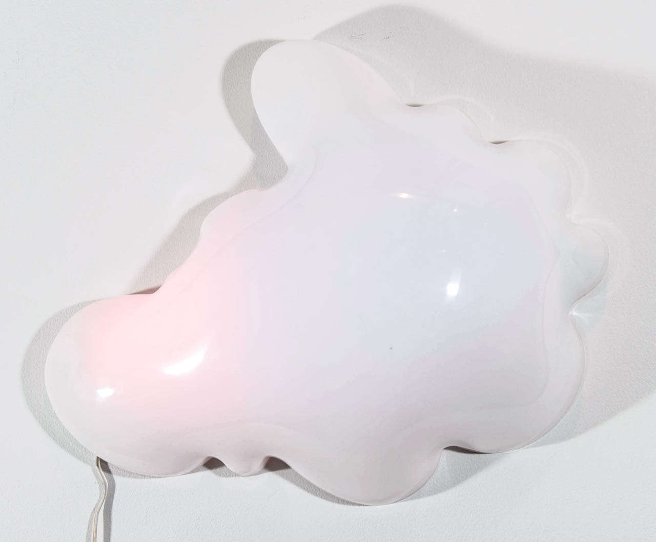 Whimsical Lucite cloud light with pink and light blue original gel. Dreamy for a baby's room.