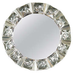 Illuminating Mid-Century Inset Cut Crystal Mirror by Kalmar