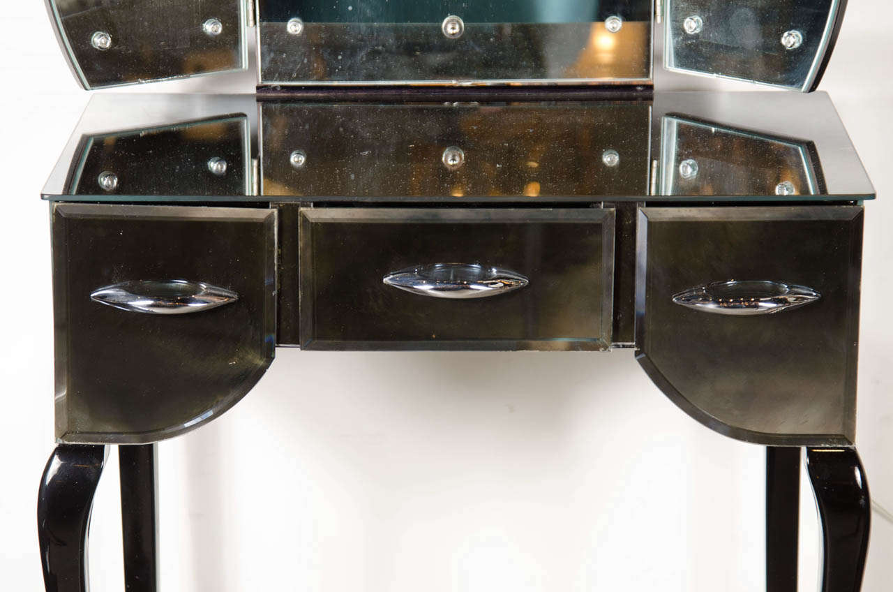 American Gorgeous 1940s Hollywood/Art Deco  Smoked Mirror Illuminating Vanity