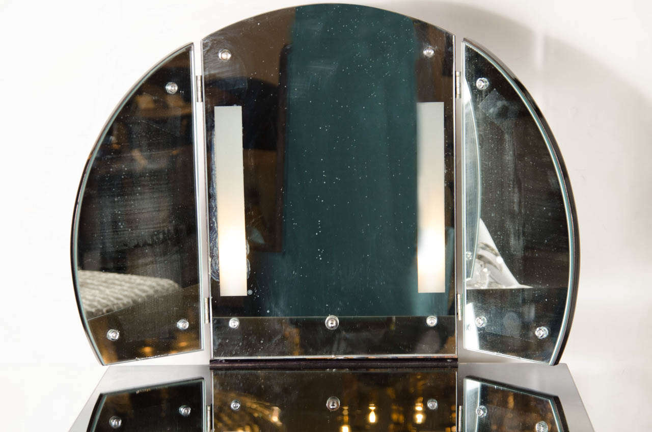 Gorgeous 1940s Hollywood/Art Deco  Smoked Mirror Illuminating Vanity 2