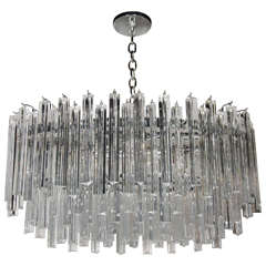 Mid-Century Modernist Oval Multi-Tiered Camer Crystal Chandelier