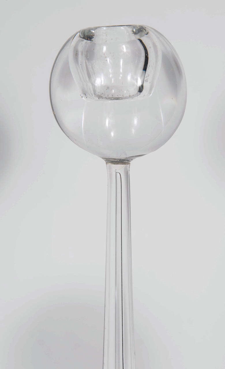 Mid-Century Modern Set of Three Modernist Hand Blown Murano Glass  Candlesticks by Cenedese
