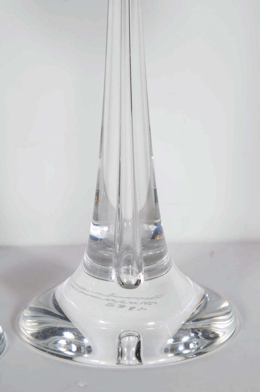 Italian Set of Three Modernist Hand Blown Murano Glass  Candlesticks by Cenedese