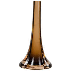 Luxe  Mid-Century Modernist Smoked Brown Murano Glass Vase by V. Nason and Co