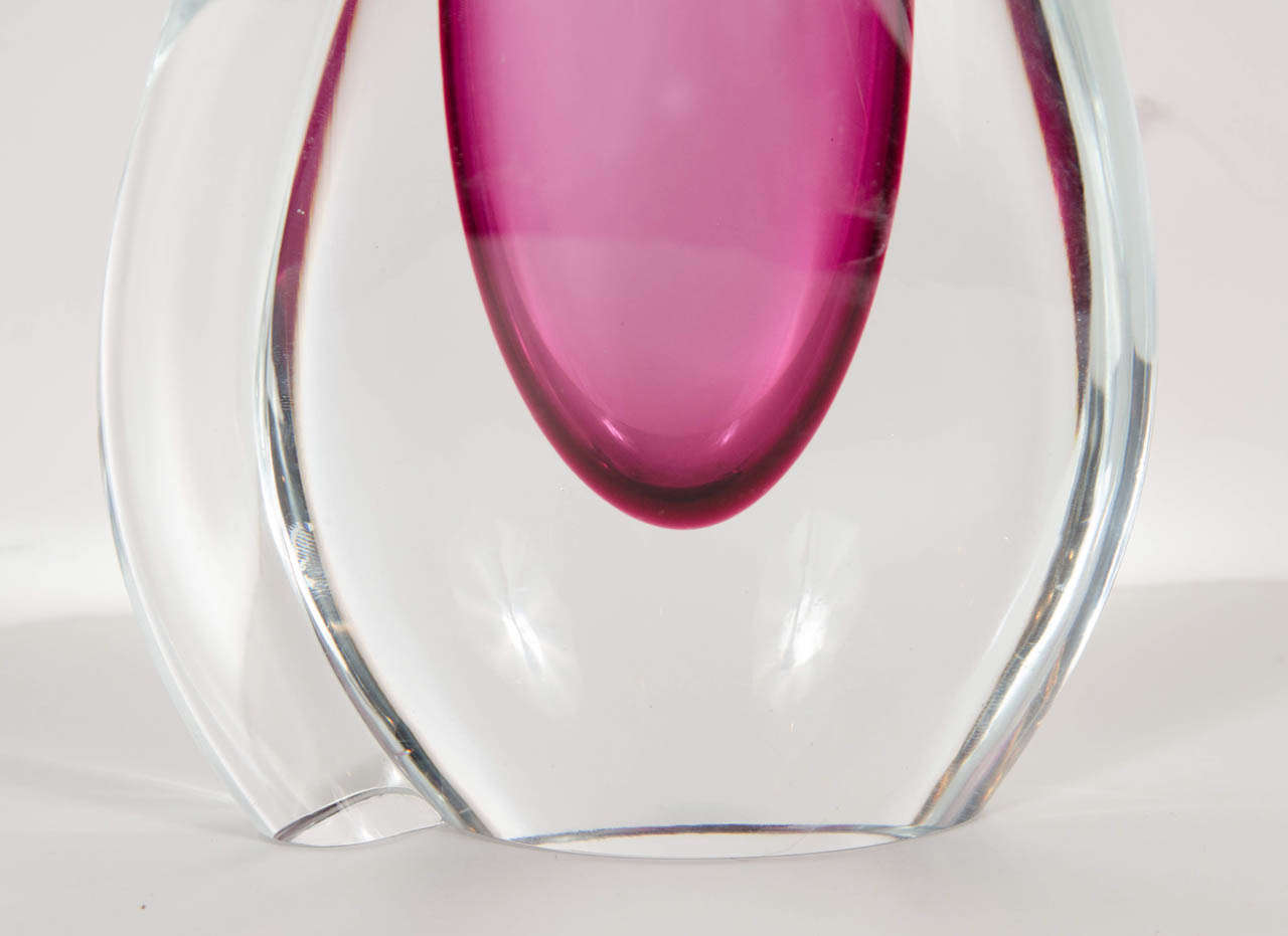 Italian Stunning Twisted Teardrop Hand Blown Murano Glass Vase by Sommerso