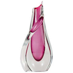 Stunning Twisted Teardrop Hand Blown Murano Glass Vase by Sommerso
