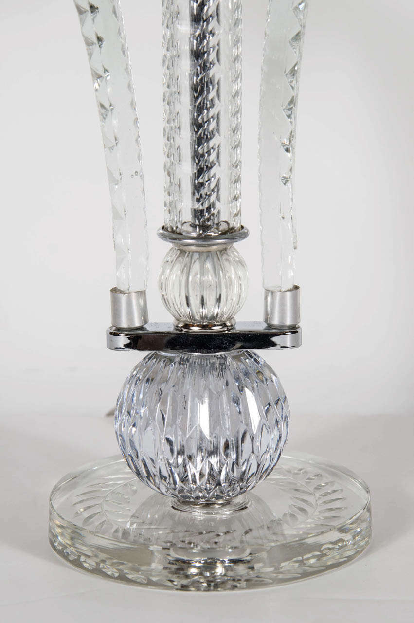 Hollywood Regency Exquisite and Elegant 1940s Hollywood Cut Crystal Plume Lamp by Grosfeld House