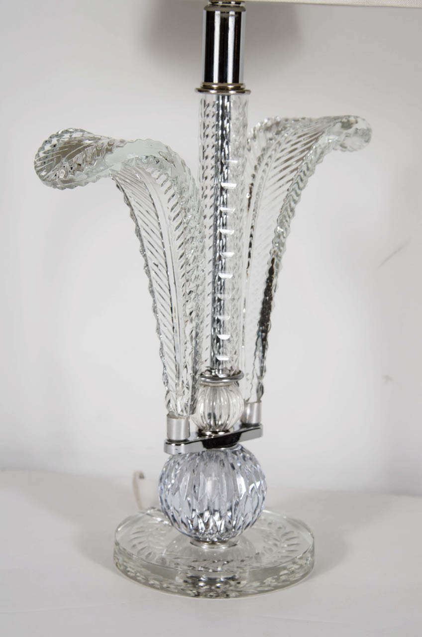 Mid-20th Century Exquisite and Elegant 1940s Hollywood Cut Crystal Plume Lamp by Grosfeld House