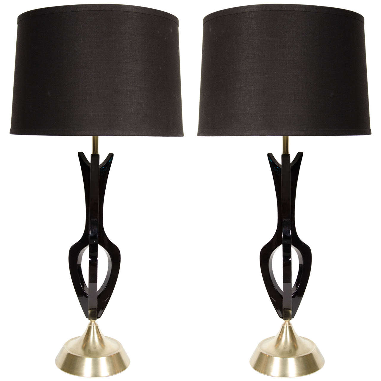 Sculptural Pair of Mid-Century Modernist Table Lamps