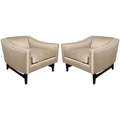 Mid-Century Modernist Bowed  Arm Design Pair of Chairs