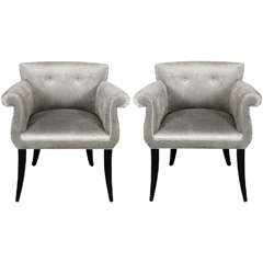 Vintage Lux Modernist Pair of Scroll Armchairs in the Style of Tommi Parzinger