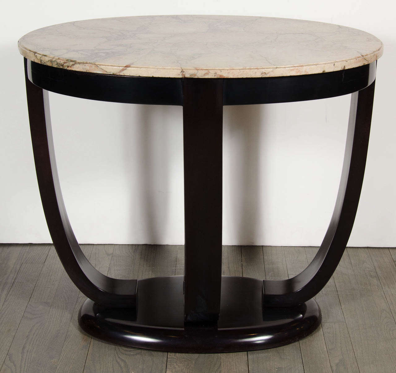 Elegant Pair of Art Deco Gueridon Tables with Exotic Marble Tops