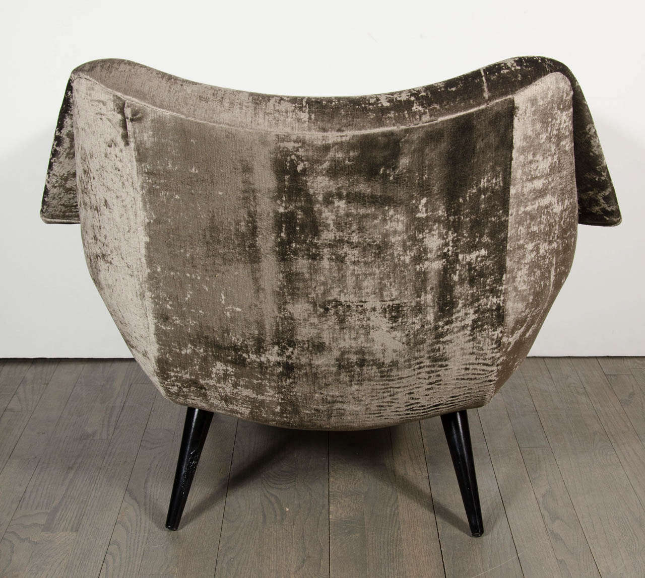 20th Century Outstanding Mid-Century Modernist Chair in Lux Grey Velvet