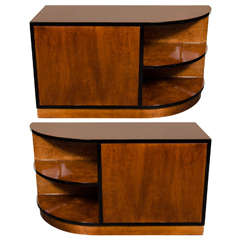 Pair of Streamlined Art Deco End Tables / Cabinets in the Manner of Donald Deskey